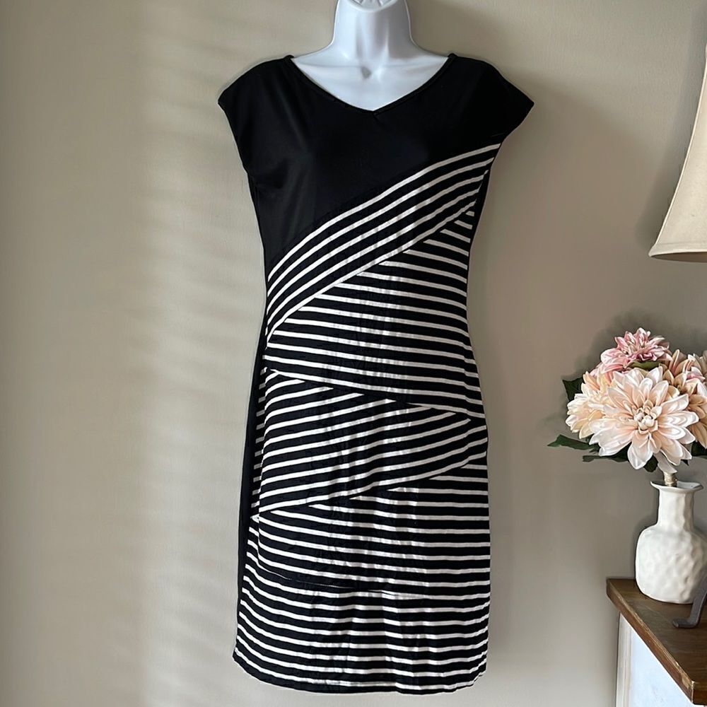 Black dress with white stripes Size Large